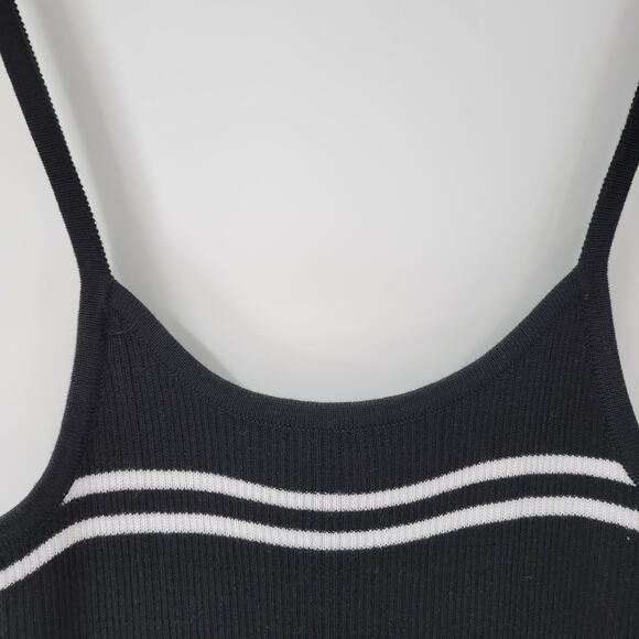 C+D+M Womens Tank Dress‎ XL Black White Ribbed Knit Pullover Spaghetti Straps - Picture 11 of 12